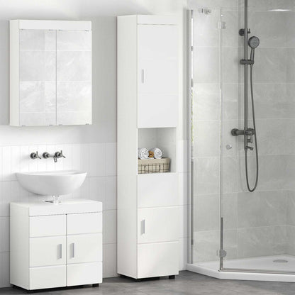 Set di Armadi da Bagno TULUM Bianco Lucido 37 x 31,5 x 203 cm | homemem39