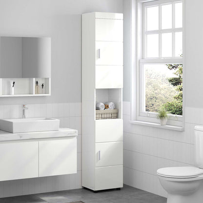 Set di Armadi da Bagno TULUM Bianco Lucido 37 x 31,5 x 203 cm | homemem39