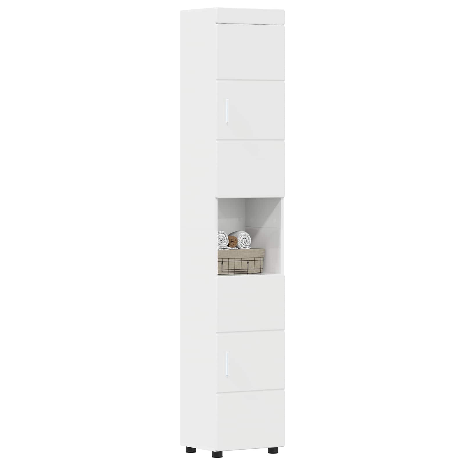Set di Armadi da Bagno TULUM Bianco Lucido 37 x 31,5 x 203 cm | homemem39