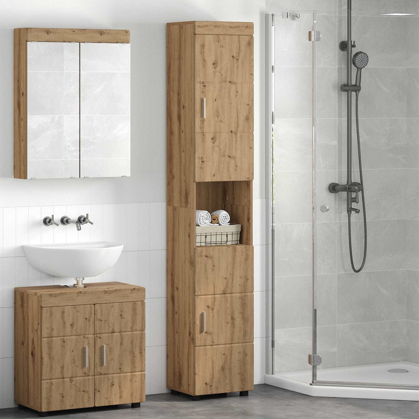 Set di Armadi da Bagno TULUM Rovere artigianale | homemem39