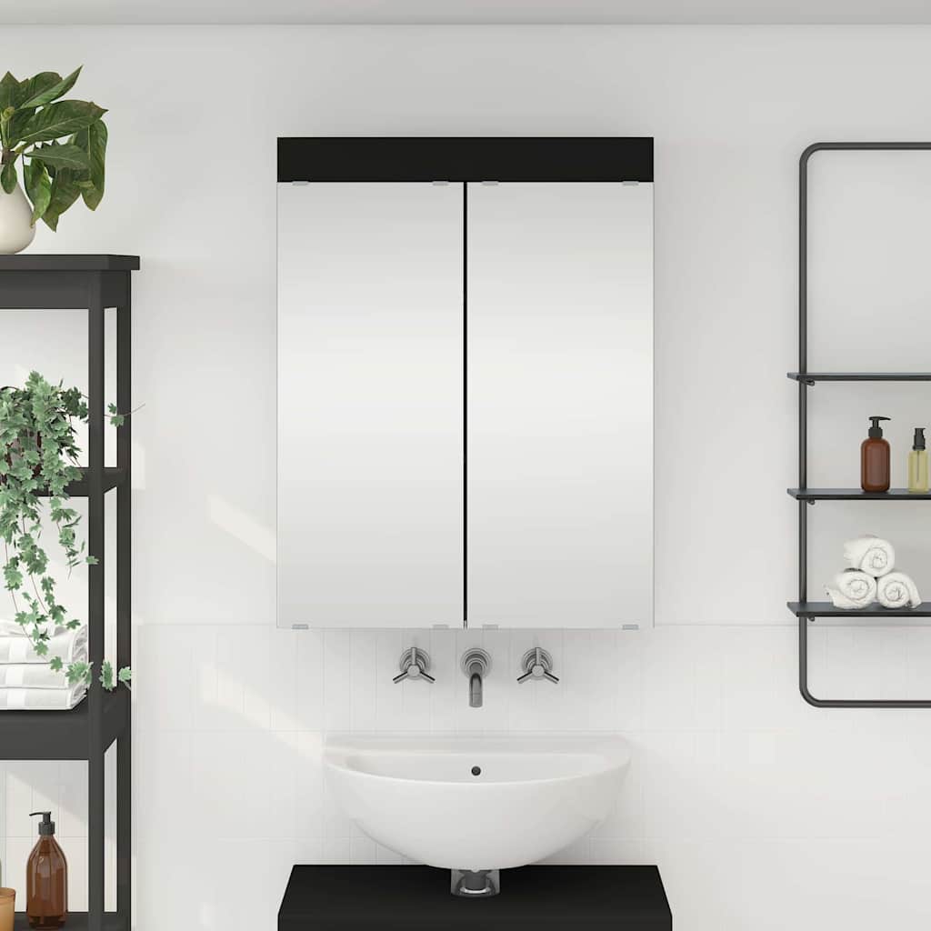 Mobiletto per specchio da bagno TULUM Nero 60 x 16,5 x 78 cm | homemem39