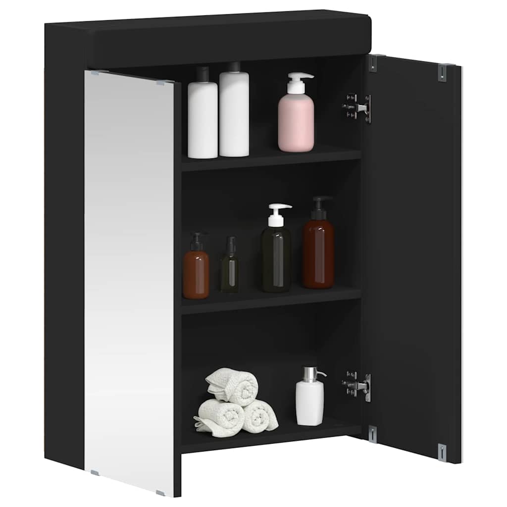 Mobiletto per specchio da bagno TULUM Nero 60 x 16,5 x 78 cm | homemem39