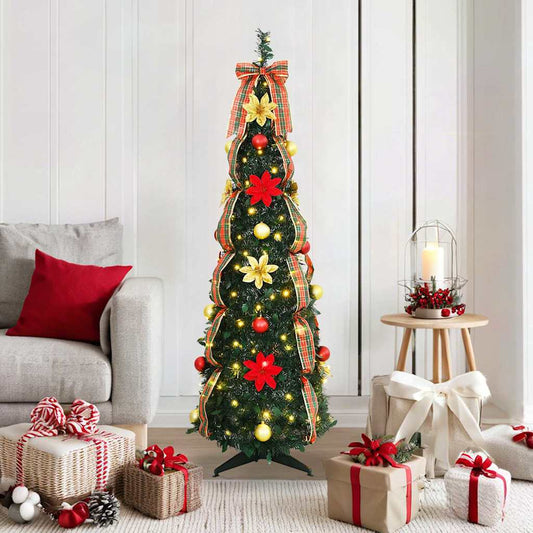 Albero di Natale artificiale con 100 LED Verde 150 cm PVC
