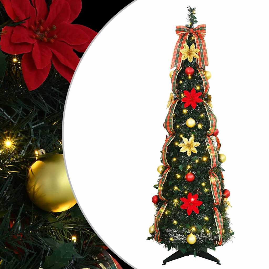 Albero di Natale artificiale con 100 LED Verde 150 cm PVC