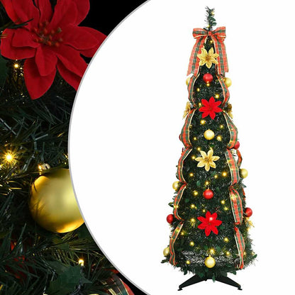 Albero di Natale artificiale con 100 LED Verde 150 cm PVC