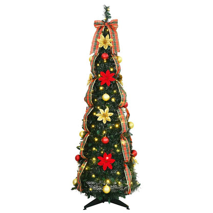 Albero di Natale artificiale con 100 LED Verde 150 cm PVC