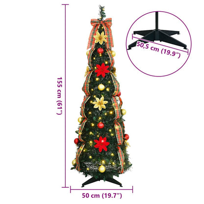 Albero di Natale artificiale con 100 LED Verde 150 cm PVC
