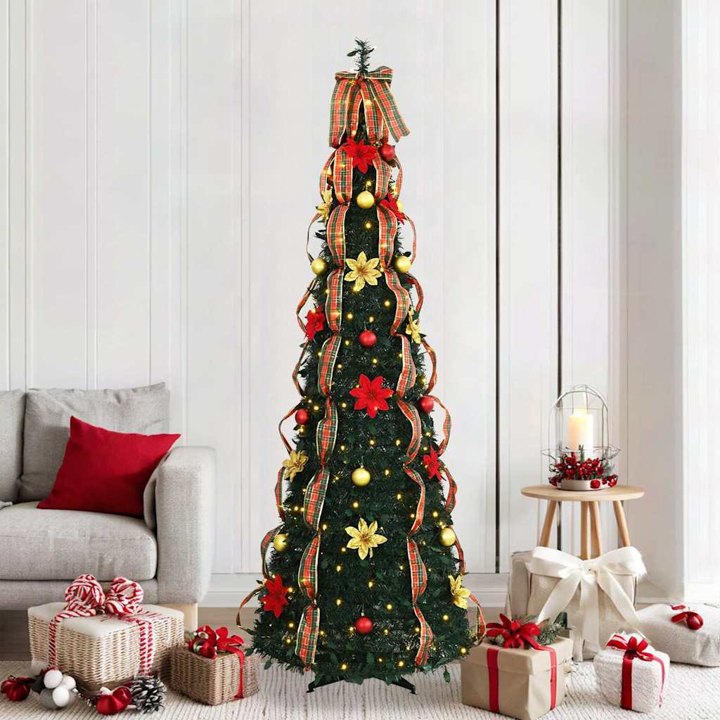 Albero di Natale artificiale con 200 LED Verde 210 cm PVC
