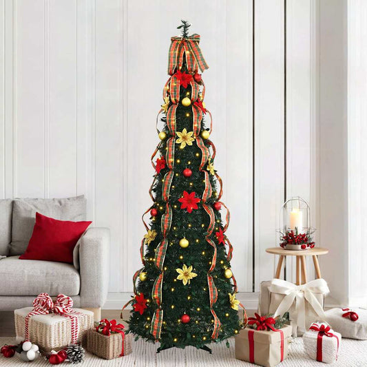 Albero di Natale artificiale con 200 LED Verde 210 cm PVC