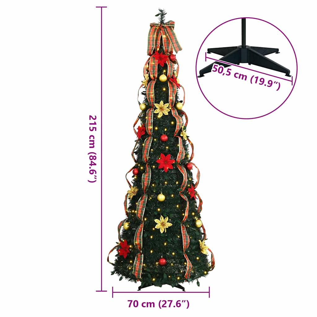 Albero di Natale artificiale con 200 LED Verde 210 cm PVC