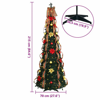 Albero di Natale artificiale con 200 LED Verde 210 cm PVC