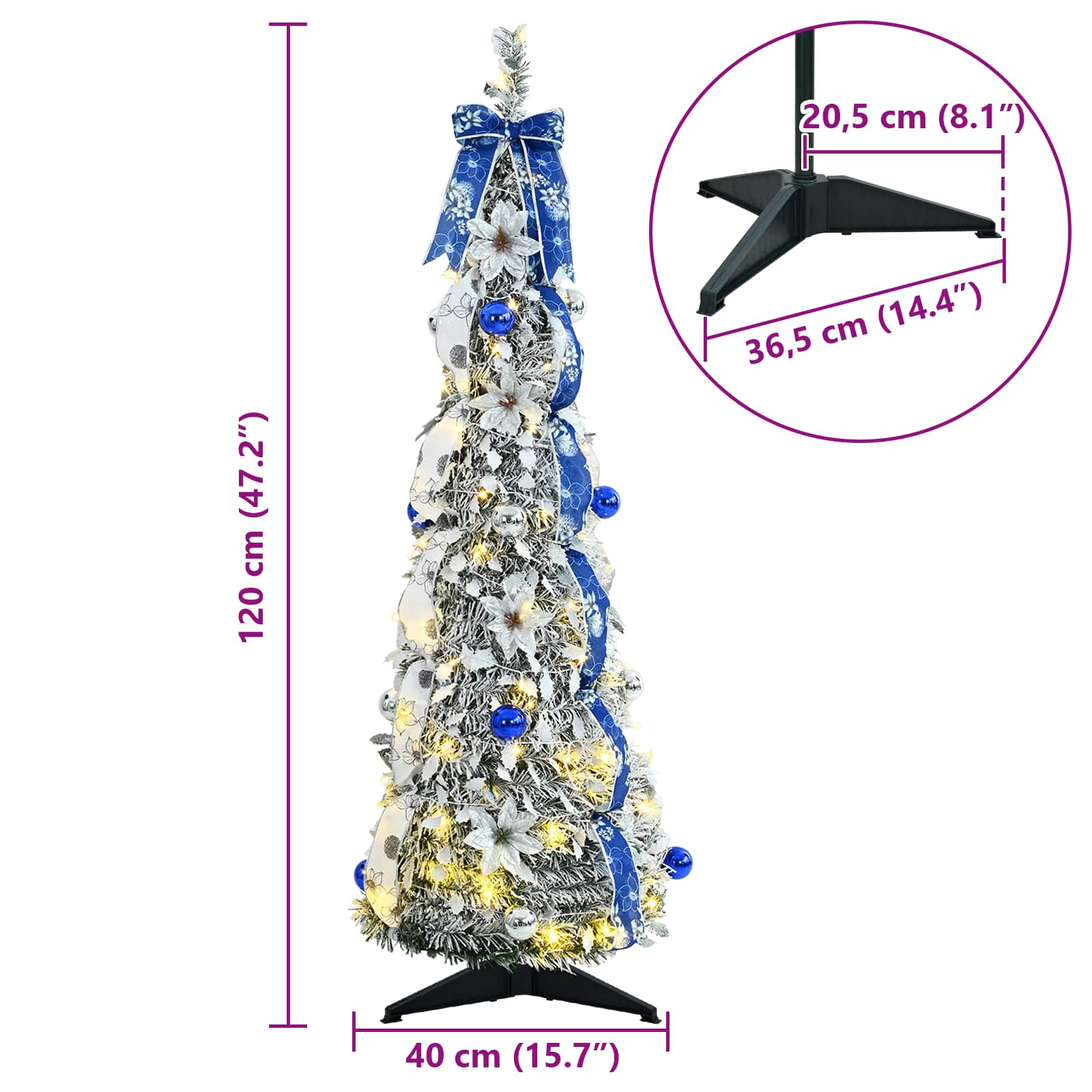 Albero di Natale artificiale con 50 LED Bianco 120 cm PVC | homemem39