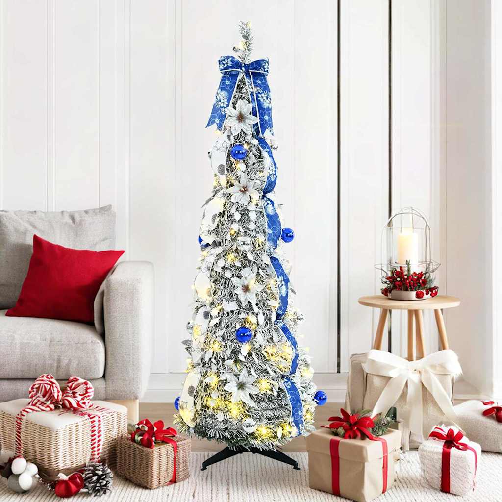Albero di Natale artificiale con 100 LED Verde 150 cm PVC