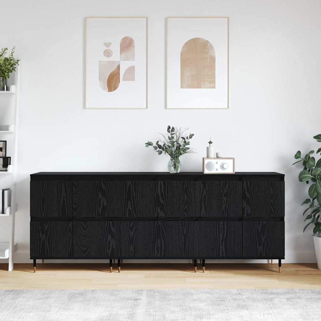 Sideboards 3 pcs Rovere nero 180 x 35 x 70 cm Legno multistrato - homemem39
