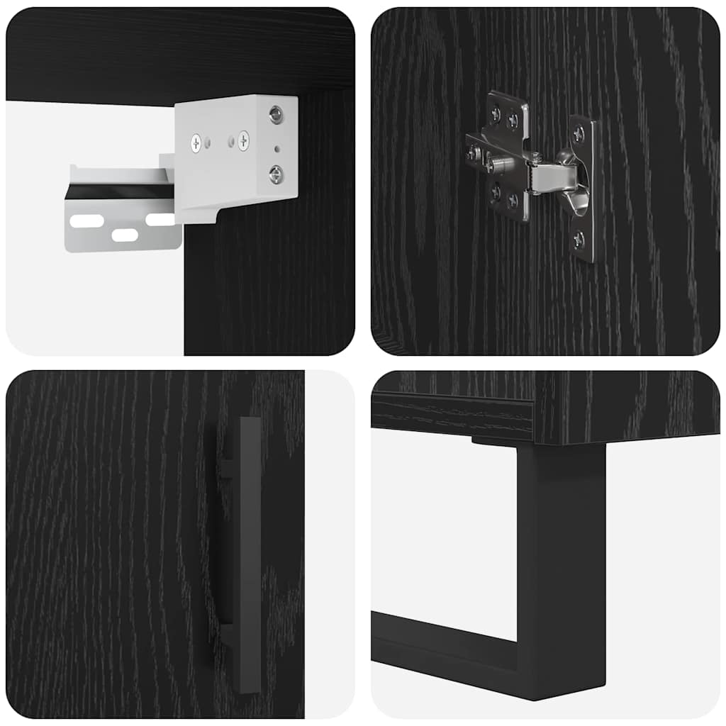 Credenza Rovere nero 69,5 x 34 x 180 cm Legno multistrato - homemem39