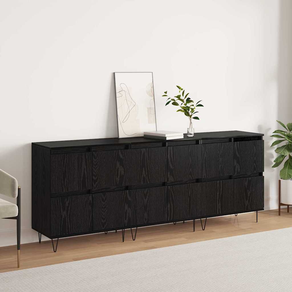Sideboards 3 pcs Rovere nero 180 x 35 x 70 cm Legno multistrato - homemem39