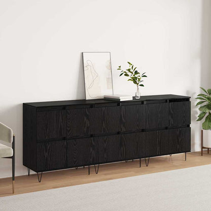 Sideboards 3 pcs Rovere nero 180 x 35 x 70 cm Legno multistrato - homemem39