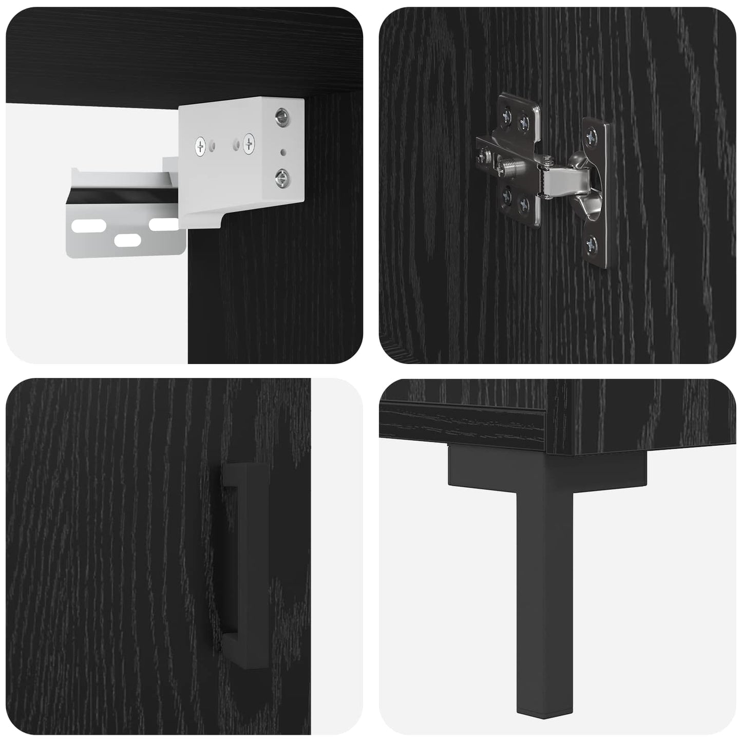 Credenza Rovere nero 69,5 x 34 x 180 cm Legno multistrato