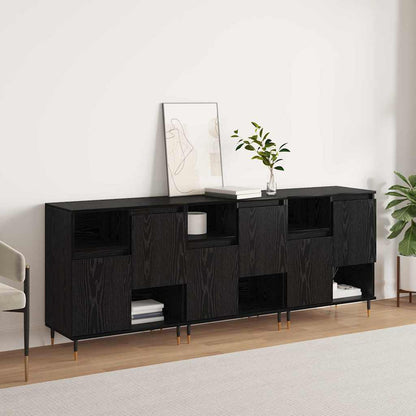 Sideboards 3 pcs Rovere nero 180 x 35 x 70 cm Legno multistrato - homemem39
