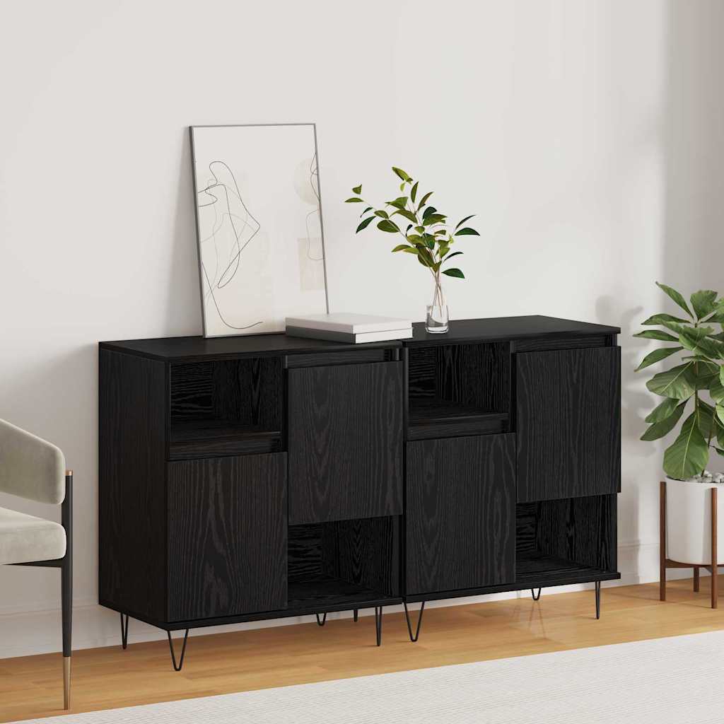 Sideboards 2 pcs Rovere nero 120 x 35 x 70 cm Legno multistrato - homemem39