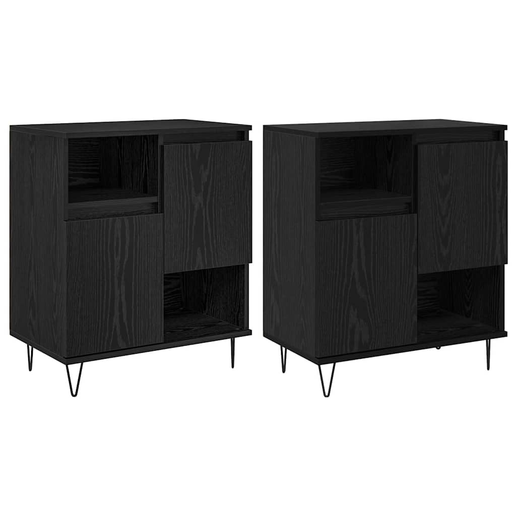 Sideboards 2 pcs Rovere nero 120 x 35 x 70 cm Legno multistrato - homemem39