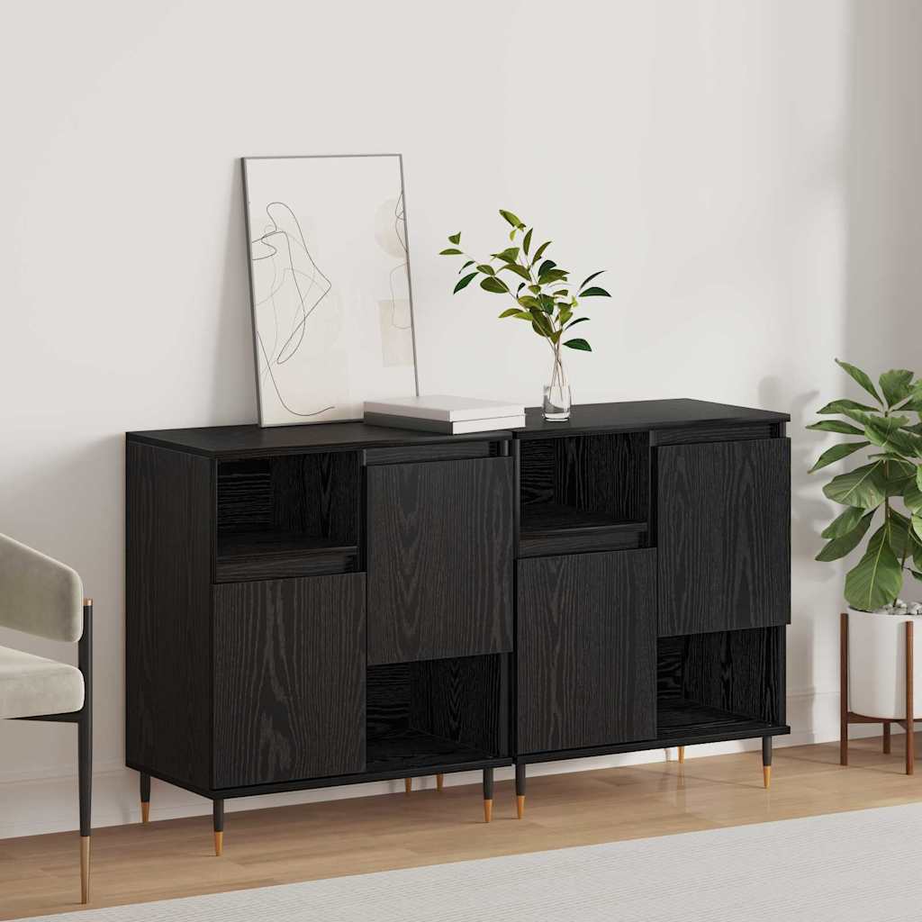 Sideboards 2 pcs Rovere nero 120 x 35 x 70 cm Legno multistrato - homemem39