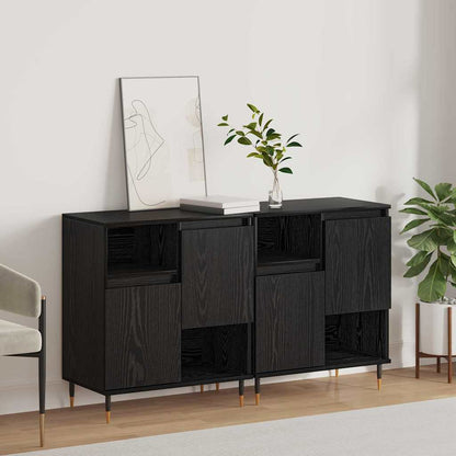 Sideboards 2 pcs Rovere nero 120 x 35 x 70 cm Legno multistrato - homemem39