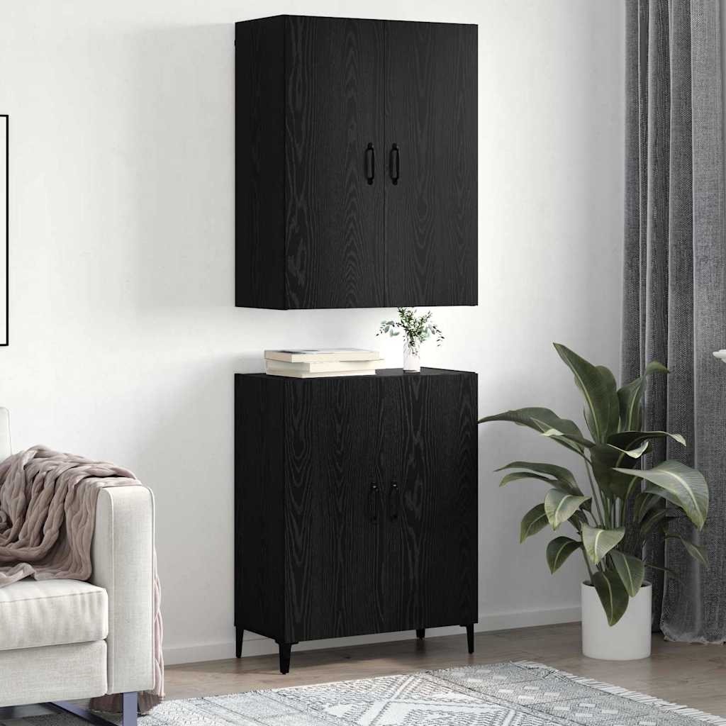 Credenza Rovere nero 69,5 x 34 x 180 cm Legno multistrato - homemem39
