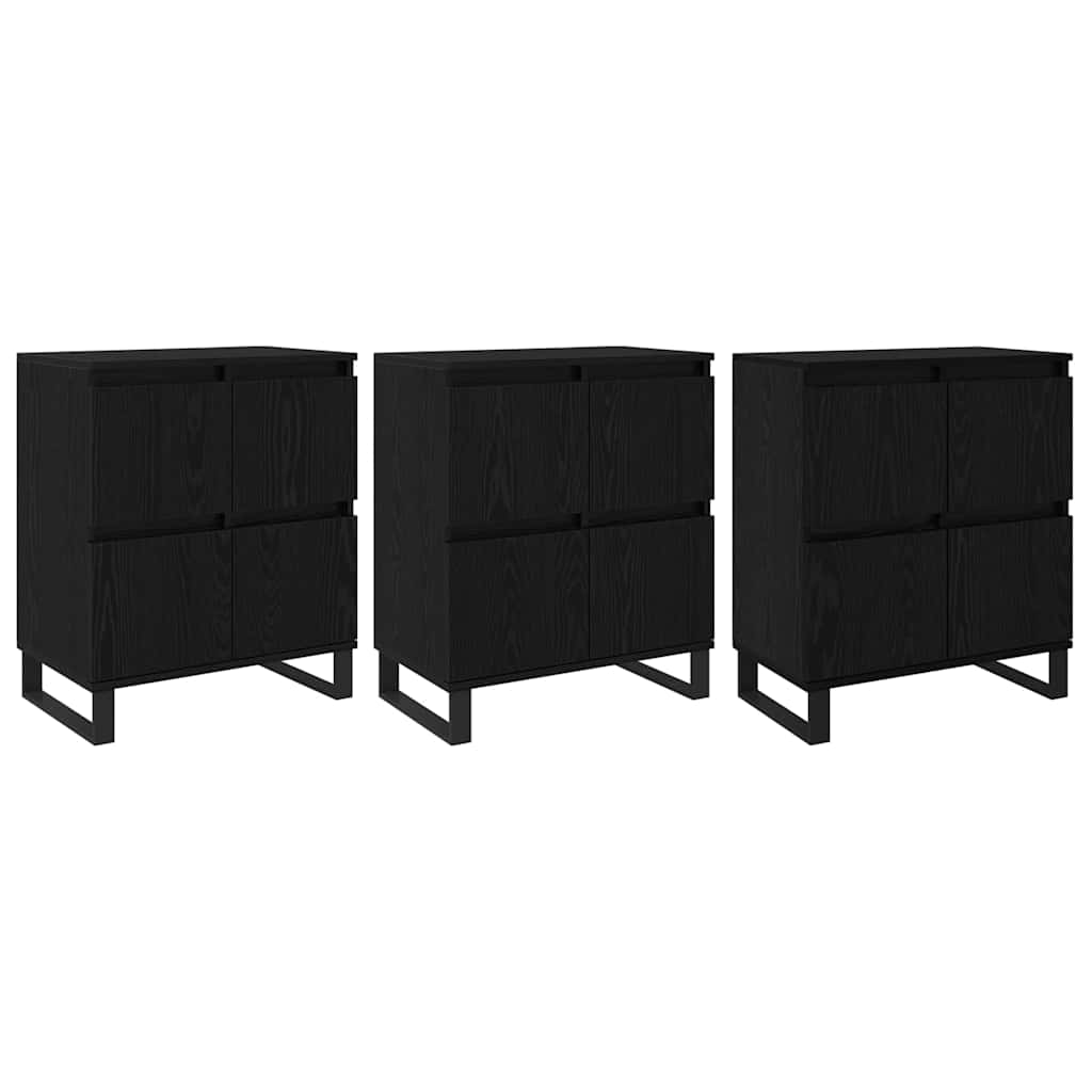 Sideboards 3 pcs Rovere nero 180 x 35 x 70 cm Legno multistrato - homemem39