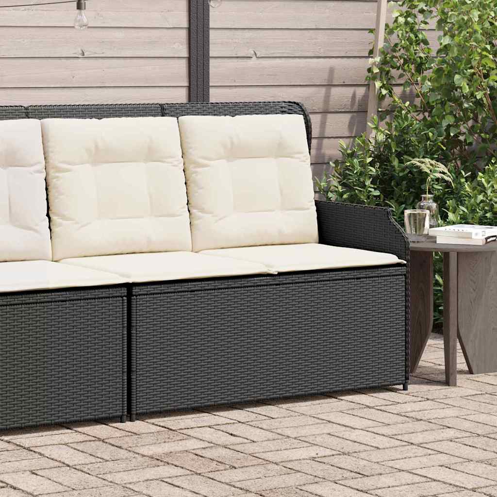 Panchina da giardino con cuscino Nero Poly Rattan - homemem39