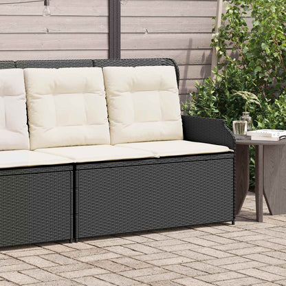 Panchina da giardino con cuscino Nero e Bianco Crema polyrattan