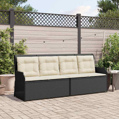 Panchina da giardino con cuscino Nero Poly Rattan - homemem39