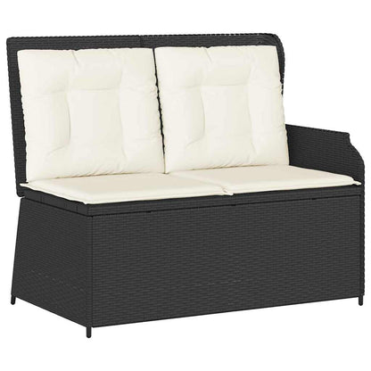 Panchina da giardino con cuscino Nero Poly Rattan - homemem39