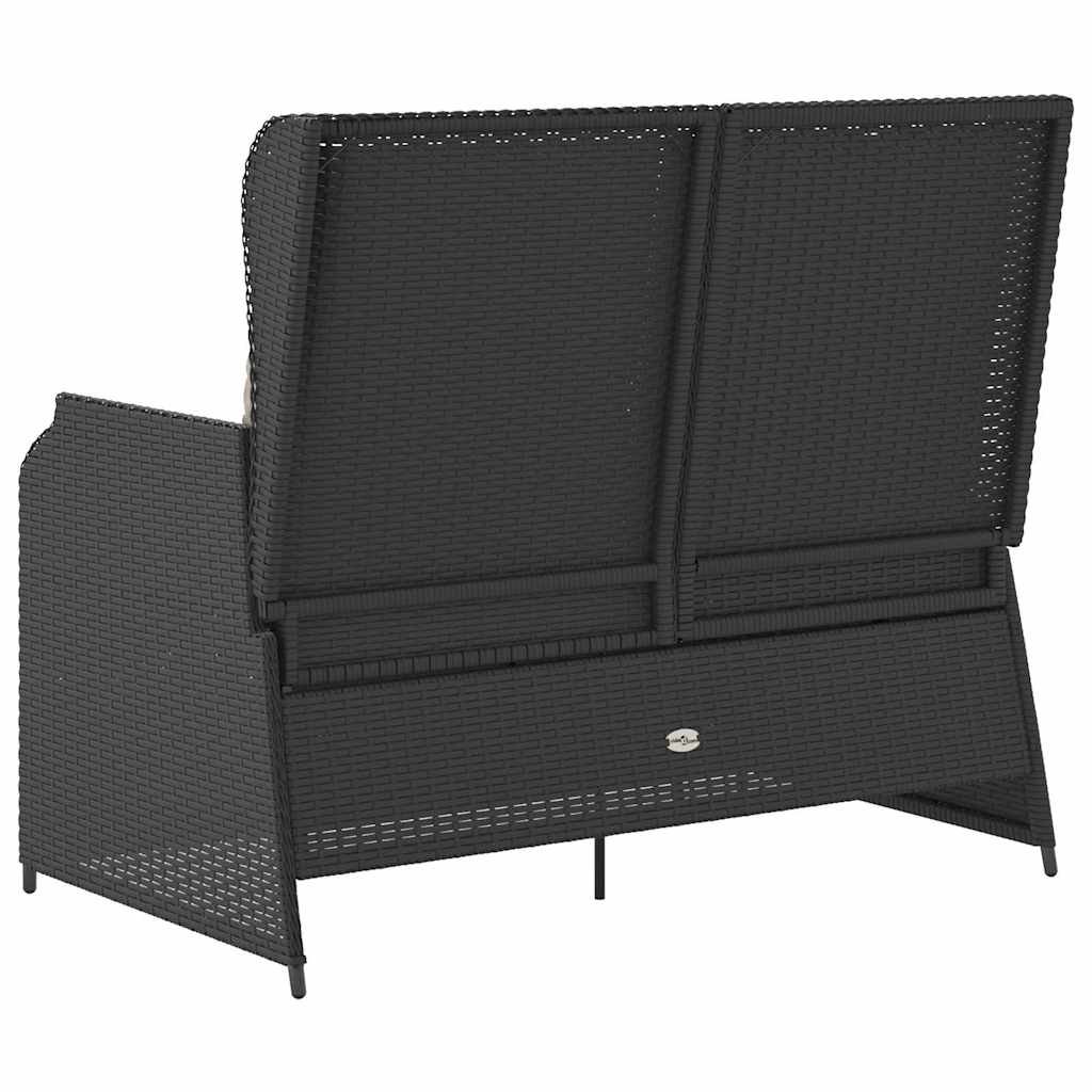 Panchina da giardino con cuscino Nero Poly Rattan - homemem39