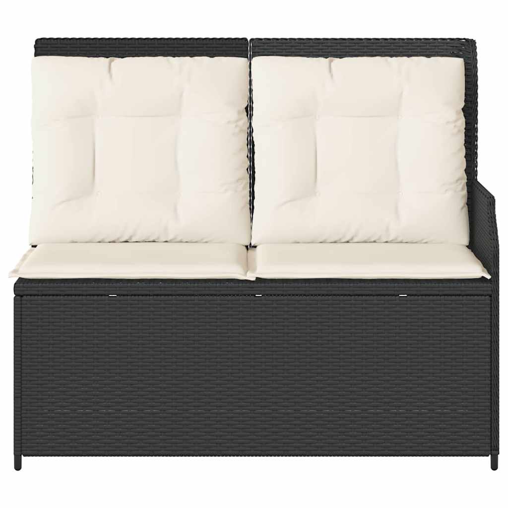 Panchina da giardino con cuscino Nero Poly Rattan - homemem39