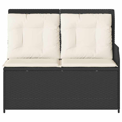 Panchina da giardino con cuscino Nero Poly Rattan - homemem39