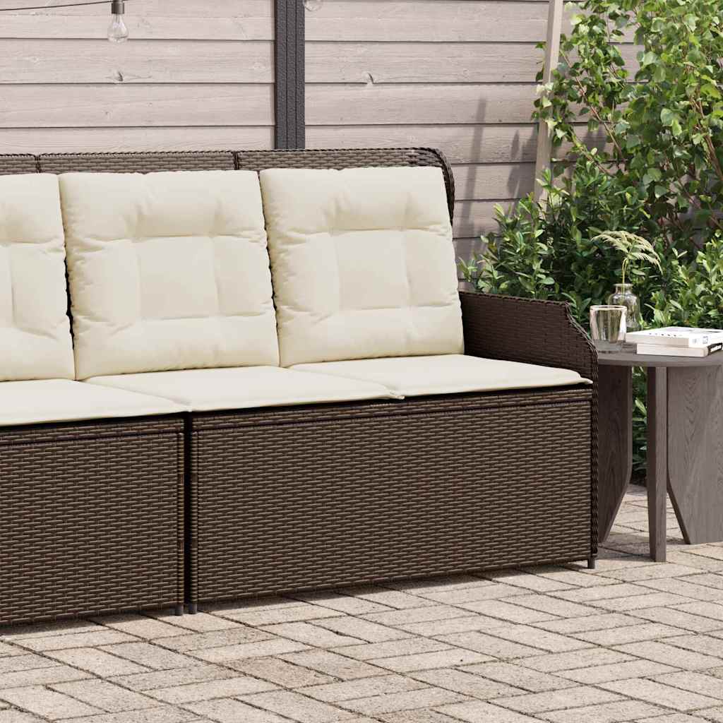 Panchina da giardino con cuscino Marrone Poly Rattan - homemem39