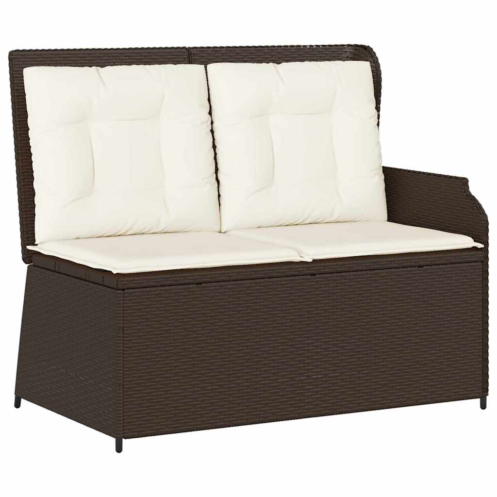 Panchina da giardino con cuscino Marrone Poly Rattan - homemem39