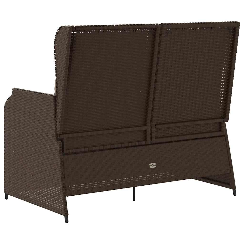 Panchina da giardino con cuscino Marrone Poly Rattan - homemem39