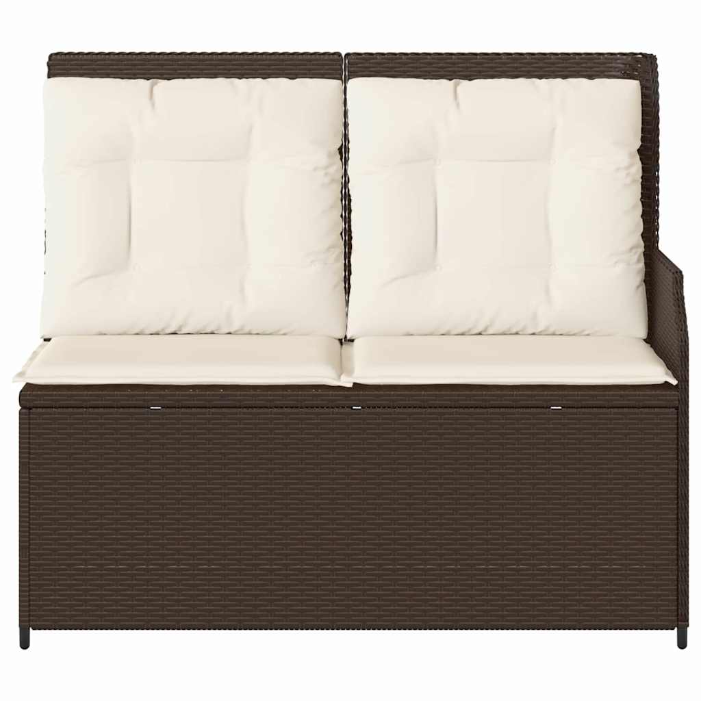 Panchina da giardino con cuscino Marrone Poly Rattan - homemem39