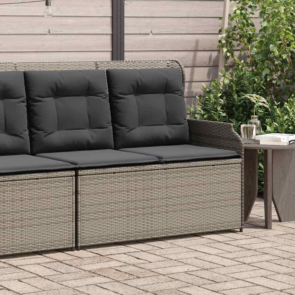 Panchina da giardino con cuscino Grigio Poly Rattan - homemem39