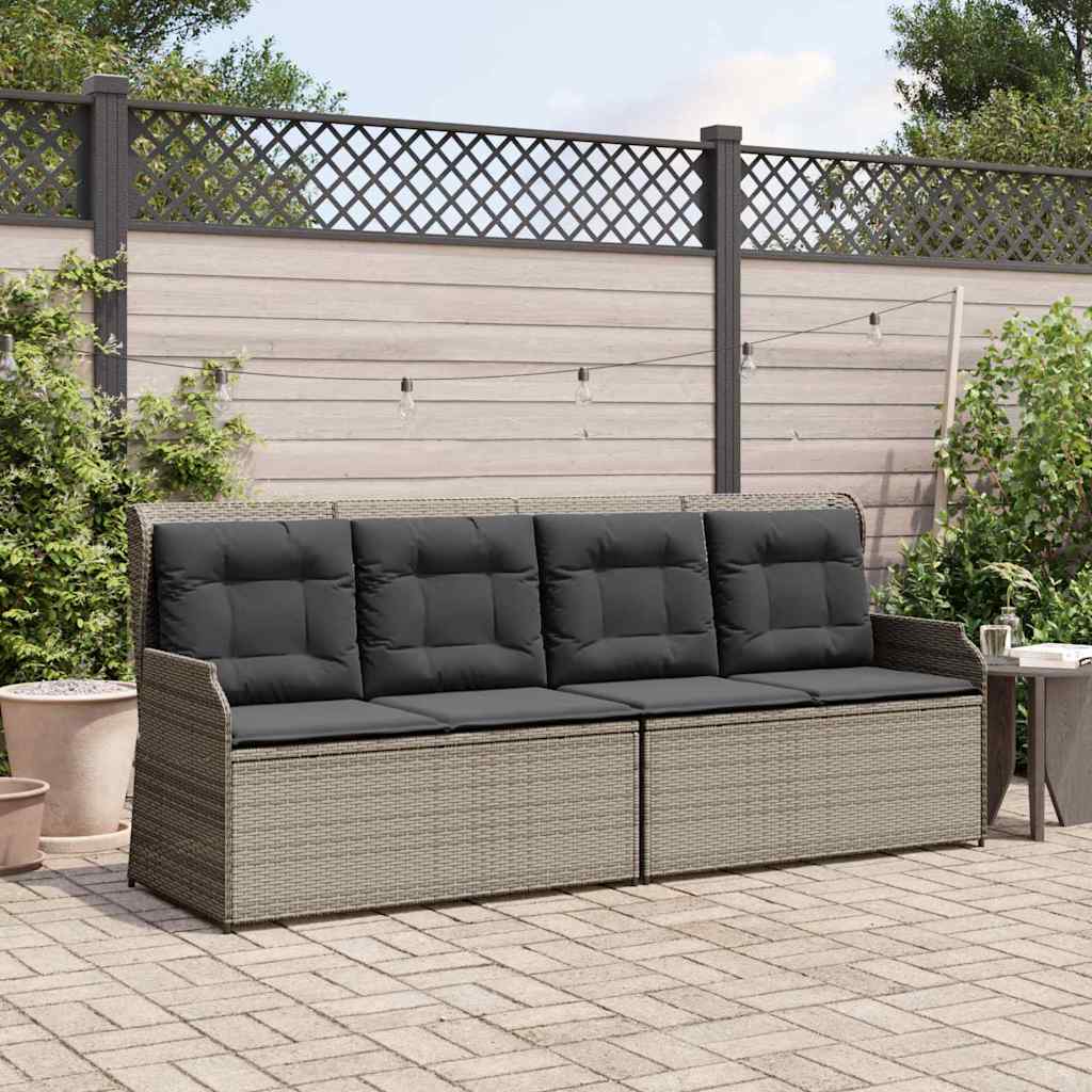 Panchina da giardino con cuscino Grigio Poly Rattan - homemem39