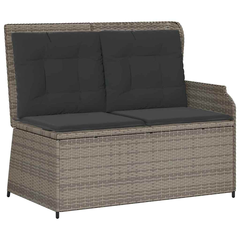 Panchina da giardino con cuscino Grigio Poly Rattan - homemem39