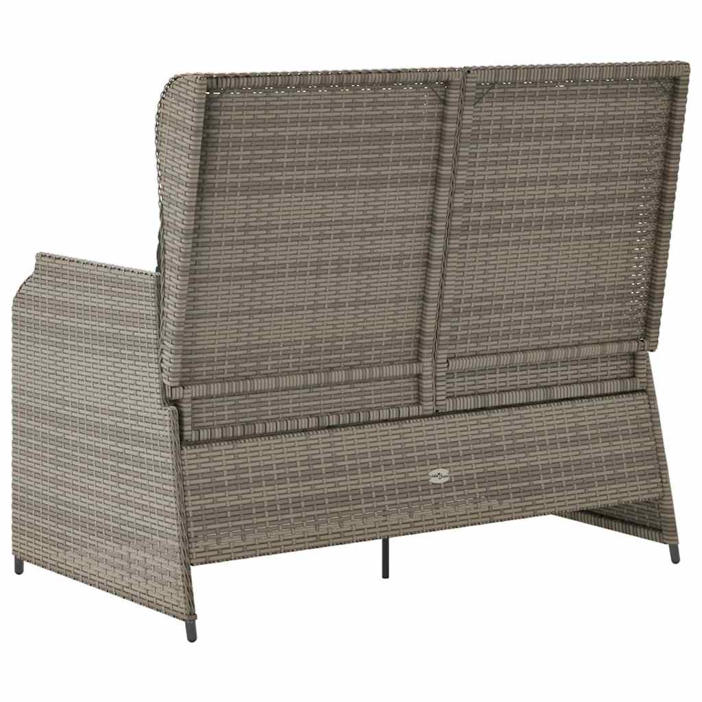 Panchina da giardino con cuscino Grigio Poly Rattan - homemem39