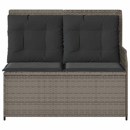 Panchina da giardino con cuscino Grigio polyrattan
