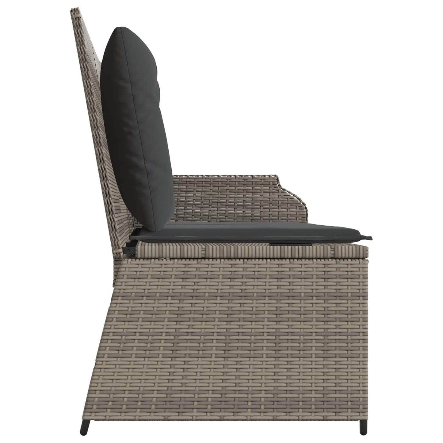 Panchina da giardino con cuscino Grigio polyrattan