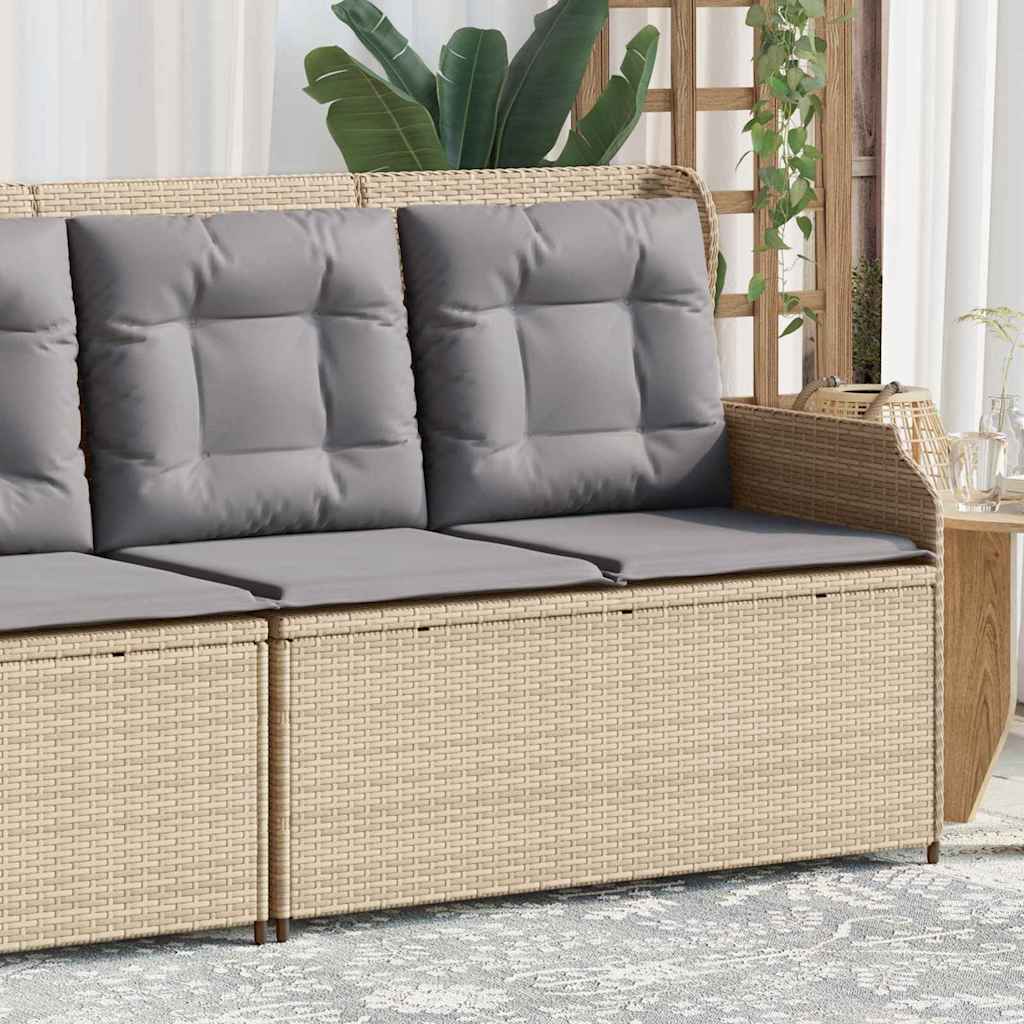 Panchina da giardino con cuscino Beige Poly Rattan - homemem39