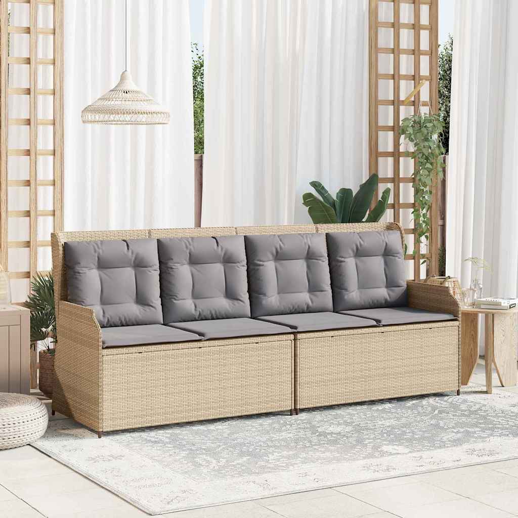 Panchina da giardino con cuscino Beige Poly Rattan - homemem39