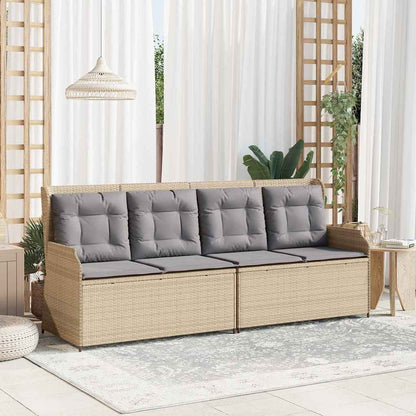 Panchina da giardino con cuscino Beige Poly Rattan - homemem39