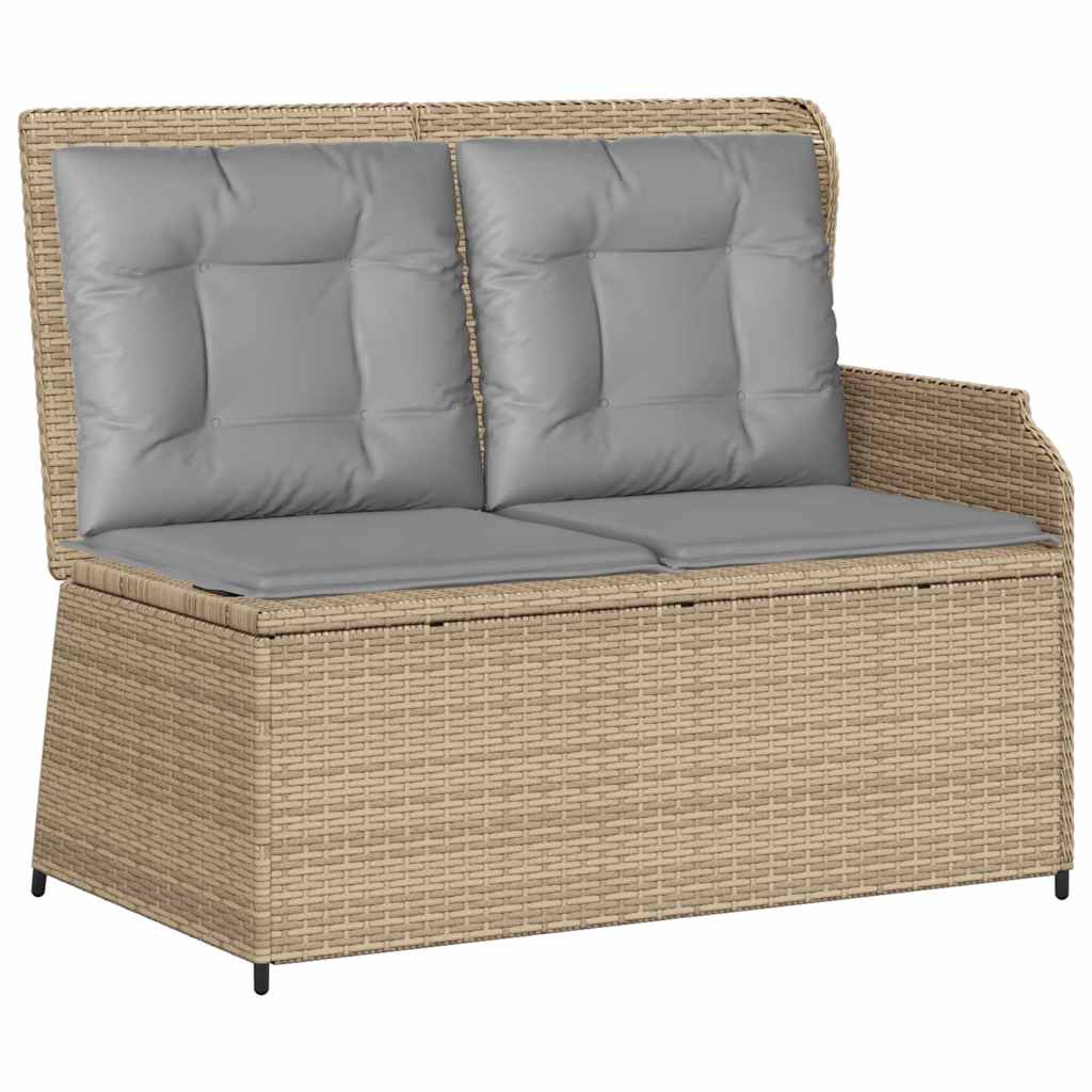 Panchina da giardino con cuscino Beige Poly Rattan - homemem39